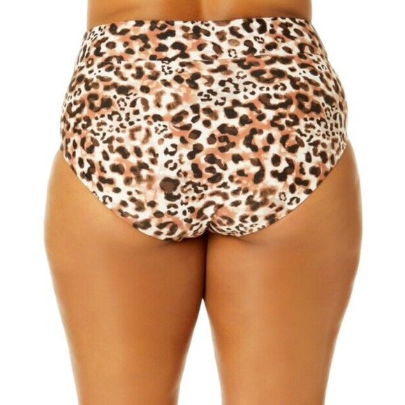 TIME and TRU 2X 20W-22W Watercolor Cheetah Leopard High Waist Bikini BOTTOMS NWT - Picture 5 of 6